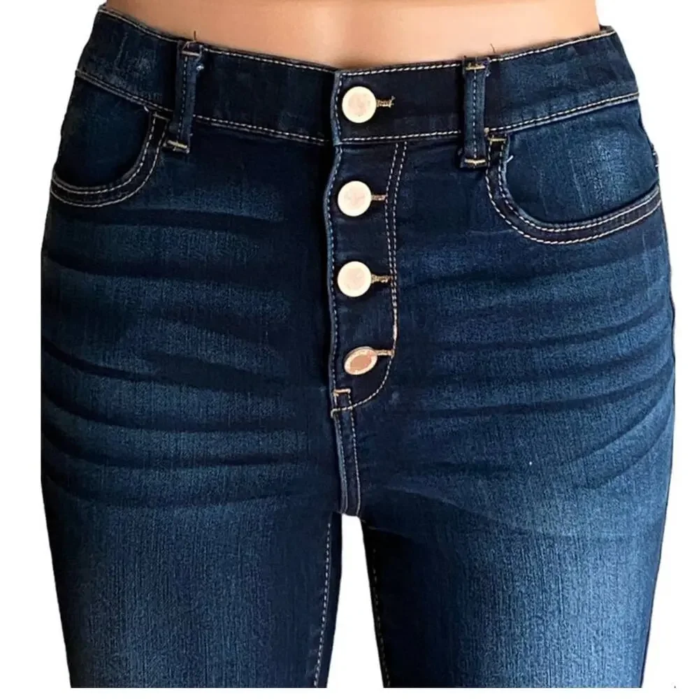 JORDACHE Super Skinny Snap Fly Denim Blue Jeans ~ Girls Size 16 Slim